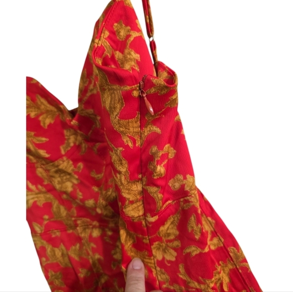 Urban Outfitters Orion Red Floral Bustier Mini Dress Print Large Corset Look - Picture 8 of 11